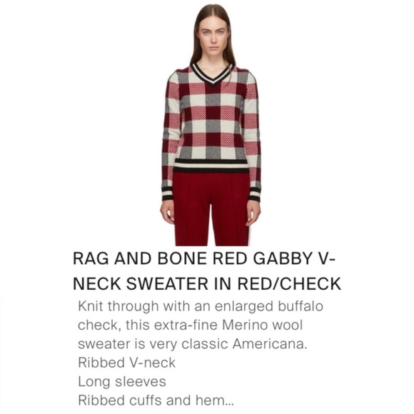 RAG & BONE Gabby plaid check v-neck - Picture 4 of 13